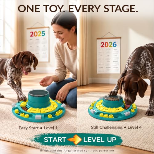 KADTC XL, 4 Levels Dog Puzzle Toy, Push-to-Release Treat Dispenser for Dogs