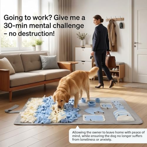 Snuffle Mat for Dogs: Slow Food Interactive Experience - color: Grey, size: Medium 22x38 inch