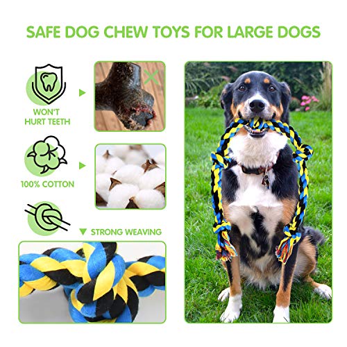 SHARLOVY Large Tough Chew Toys for Aggressive Chewers, 9 Pack Dog Rope Toys - color: 9 Packs, size: Large