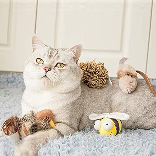 Gigwi 3 Pack Automatic Cat Toys, Interactive Squeaky Toys for Cats Inddoor - color: Bird+Mouse+Bee