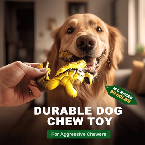Dog Chew Toys for Aggressive Chewers – Tough Indestructible Dog Toy for Large Dogs, Durable Long-Lasting Chew Bones, Heavy Duty Interactive Dog Toys to Keep Dogs Busy & Relieve Boredom - color: Yellow Black