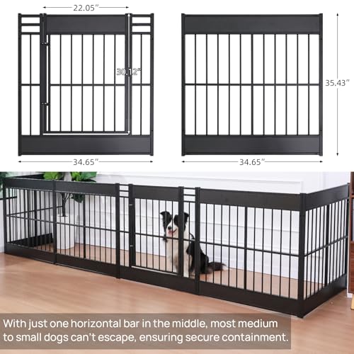 Large Furniture Style Dog Playpen, 35.4" H Dog Pen with Door, 12 Panels - color: Black, style: 12 Panels (35.4" High)