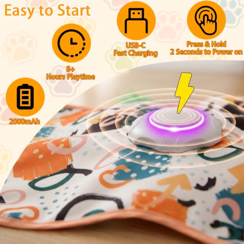 Interactive Cat Toy for Indoor Cats,Rechargeable Touch Activated Hide and Seek Cat Toys with Bird Squeaky,2000 mAh Battery,Cats Feather Toy with 4 Cat Wands Colorful,for All Breeds