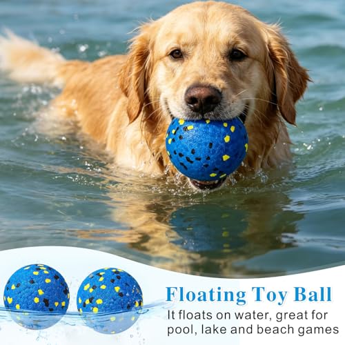 Idepet Dog Toy Ball Tennis Balls for Aggressive Chewers,Nontoxic Bite Resistant Toys ETPU High-Bounce Floating Fetch Toys for Teething for Small Medium Dogs (Blue&Blue, 4 Balls-2.75in) - color: Blue&Blue, size: 4 Balls-2.75in