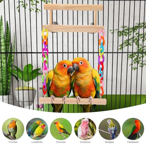 Kyouki Bird Perch Bird Cage Accessories Platform Swing - for Parrot,Parakeet,Budgies, Cockatiels, Lovebirds, Pacific Parrotlets,Chinchilla, Hamster - Sturdy Play Gym Exercise Stand
