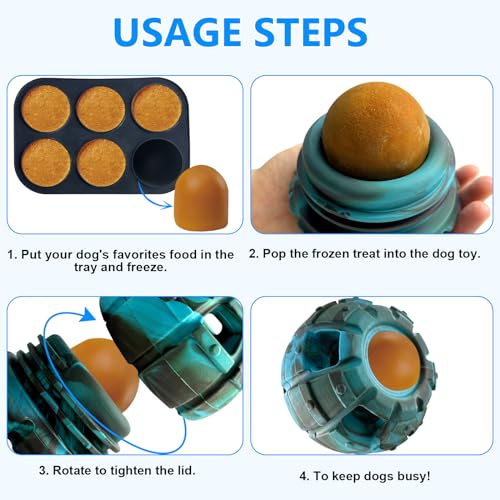 Yipetor Interactive Dog Chew Toy, Large Enrichment Frozen Treat Lick Ball - color: Classic Blue, size: Medium