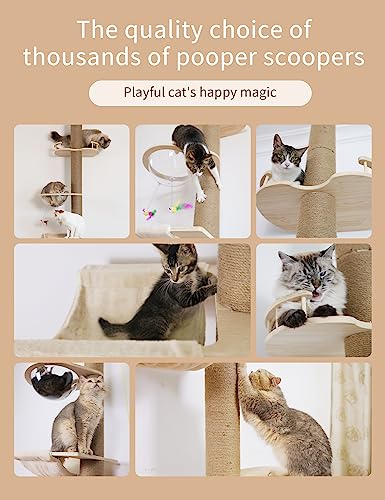 Floor-to-Ceiling Cat Tree with Natural Sisal Rope Scratching Post - Adjustable Height (55-119 Inches) - Modern Cat Activity Tree, Cat Scratcher Post - size: 4-Tier Cat Tree