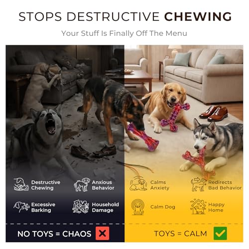 Kseroo 3-Pack Beef Flavored Dog Chew Toys for Aggressive Chewers, Red-XL - color: 3PC-Beef-Red