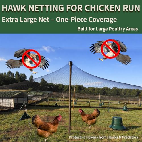 10x10ft Bird Netting for Chicken Coop, 1/2" Mesh Chicken Netting Cover - size: 10x10FT-1/2"