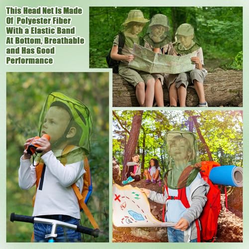 HESTYA 6pack Mosquito Bug Head Net Mesh for Camping Hiking, Green - color: Green