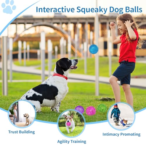 3'' Squeaky Dog Toy Balls for Lagre Medium Breed, Indestructible Dog Balls for Playing, Fetching & Retrieving, Durable Aggressive Chewers, 2 PCS Purple - color: Purple+Purple