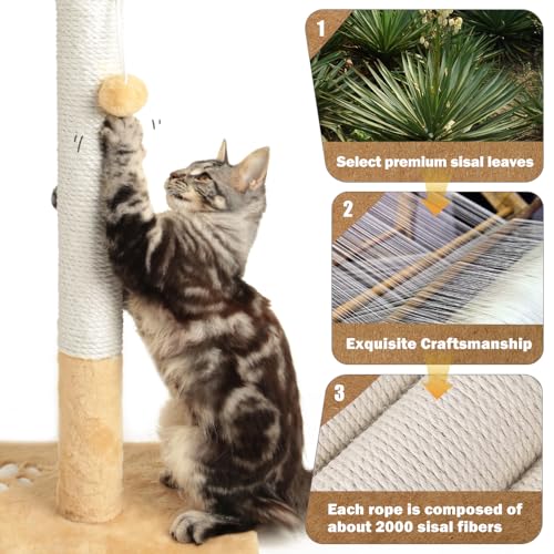 OSPNIEEK Cat Scratching Post Replacement with M8 Screws, 2 Pack 15.7“ Natural Sisal Rope Cats Tree Scratcher Refill, DIY Hemp Scratch Pole Part for Indoor Kitten Tower Refurbishment Accessories Spare - size: 2 Posts (15.7"+15.7")