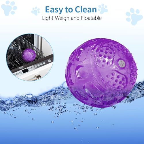 RICHIE Ultra Durable Squeaky Dog Balls 3 Inch for Large Medium Dogs, Tough Chew Toys for Aggressive Chewers, Floating Fetch Balls for Pool Play, Teeth Cleaning Dog Toys 3 Pack Red + Purple + Purple - color: Red + Purple + Purple