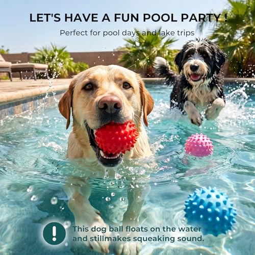 3.5''Durable Squeaky Dog Ball for 25-80lbs Aggressive Chewers - color: 1 PC-Beef-Red