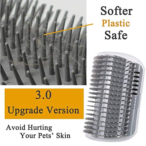 3.0 Softer Cat Self Groomer with Catnip, Dog Cat Corner Groomer Comb - color: 3.0 Softer Grey (1 Pack)