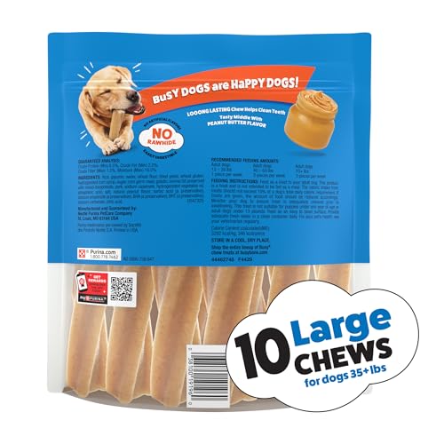 Purina Busy Bone Large Dog Chew Treats, Peanut Butter Flavor, 10 ct Pouch - size: 2.19 Pound (Pack of 1)