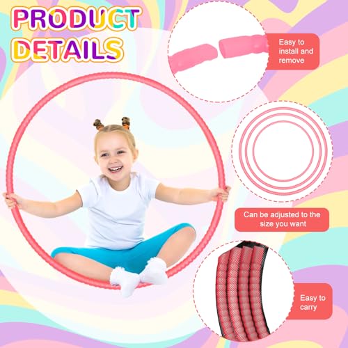 Shappy 6 Pcs Exercise Hoop Set Detachable Adjustable - color: Pink, size: 26 Inch