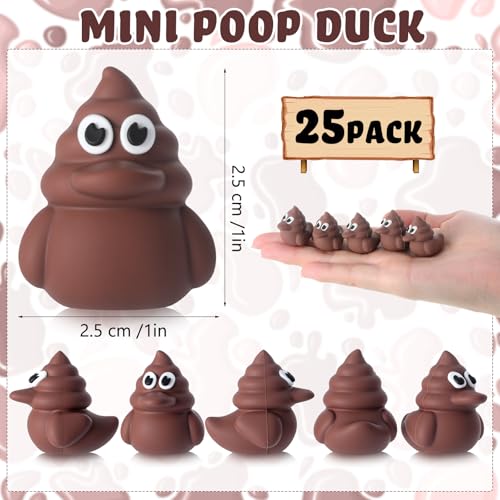 Chunful 25 Pcs Mini Poop Rubber Ducks Bulk Rubber Brown - color: Brown, size: Rubber