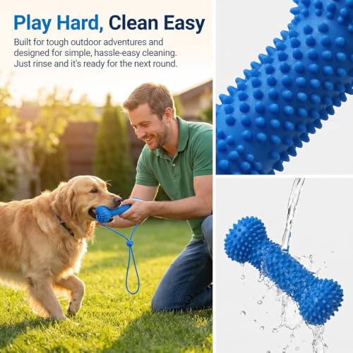 Dog Chew Toys, Durable Interactive Dog Toys with Rope, Enrichment Chew Toy for Small, Medium and Large Dogs, Indoor Outdoor Toy for Stress Relief and Boredom Busting
