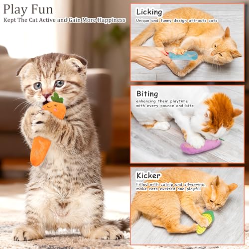 ETEKYER Catnip Cat Toys for Indoor Cats, Vegetable Shape 5 Pack - style: Catnip toys 5 Pack