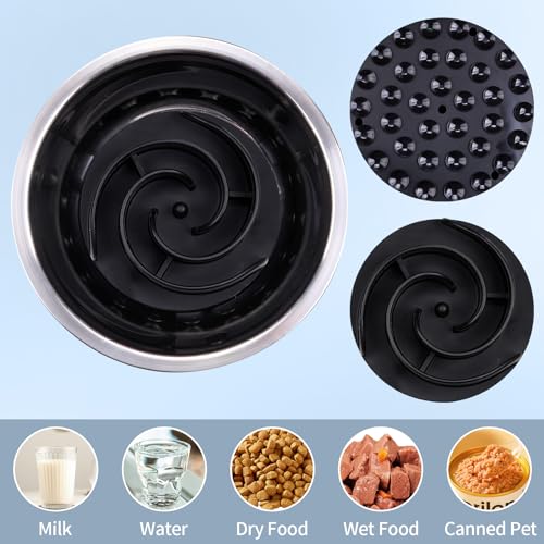 Slow Feeder Dog Bowls Insert, Bestalk Soft Silicone Slow Eating Feeder Insert with Suction Cups for Small, Medium and Large Dogs, Fit into Basic and Elevated Dog Bowls, Black - color: Black, size: S
