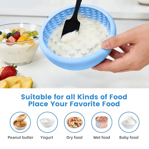 Dog Lick Bowl,Freezeable Anxiety Relief Non-Slip Silicone Treat Bowl,Durable Anti-Choking Long-Lasting Enrichment Slow Feeder Licking Mat for Mediuml Large Breed, BPA Free Silicone Dishwasher Safe - color: light blue, size: L