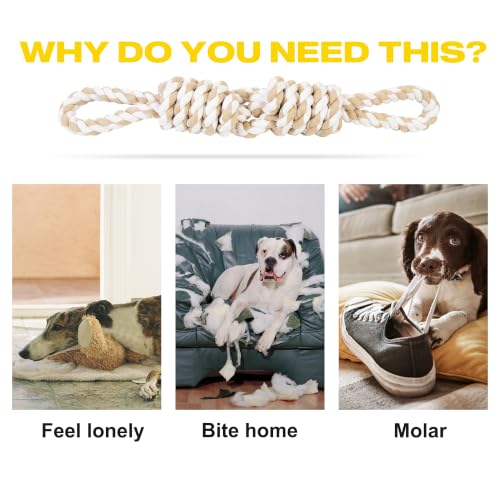 Fida Dog Rope Toys for Aggressive Chewers, Tug Toys for Large Medium Dogs - color: White-2 handles