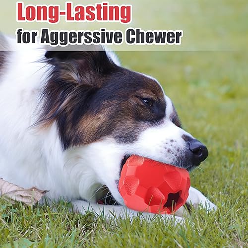 Rubber Treat Dispensing Dog Toys for Aggressive Chewers Large Breed - color: Red