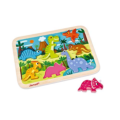 Janod - Chunky Wooden Puzzle - Dinosaur - 7 Pieces - style: Dinosaur
