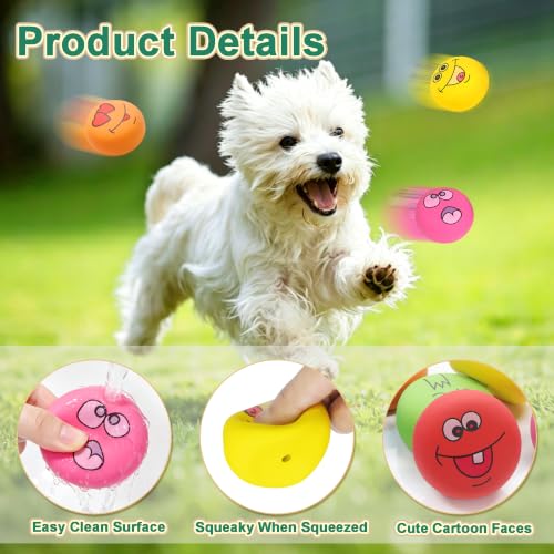 Latex Dog Chewing Squeaky Ball Toys Face Fetch Play Toy for Puppy Small Medium Pets Dog Toys (6 PCS) - color: 6 PCS