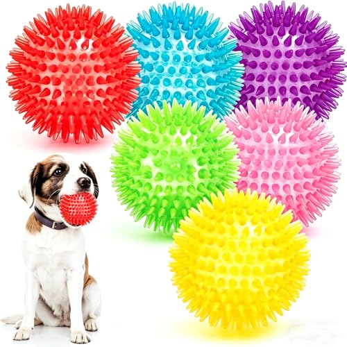 2.5" Squeaky Spiky Dog Balls, 6 Pack Teething Chew Toys for Small Dogs - color: Multi-colored, size: Small（6Pack）