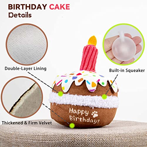 lilfrd Dog Birthday Toy, Squeaky Plush Birthday Cake Puppy Gift - style: Birthday Cake