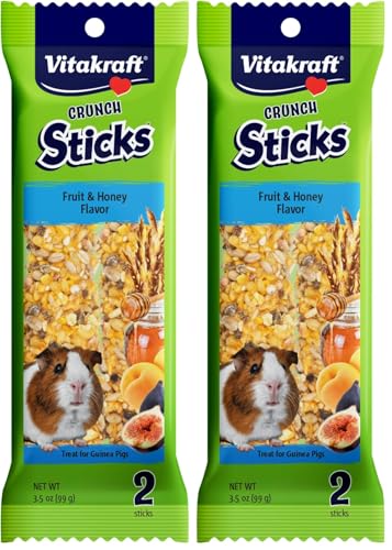 Vitakraft Guinea Pig Fruit & Honey Treat Sticks, 3.5 Ounce, Enriched Snack with Wooden Chew Core for Dental Health, 2 Count (Pack of 2) - size: 3.5 Ounce (Pack of 2)