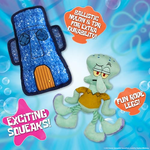 SpongeBob SquarePants, Squeaky Plush Dog Toys, Squidward & Tiki, 2-Pack - style: Squidward and Tiki