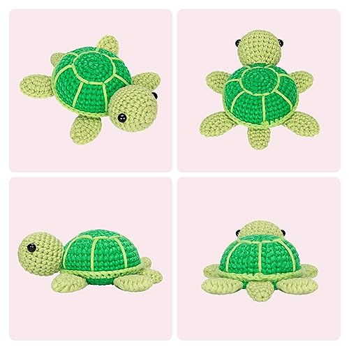 Mewaii Green Sea Turtle Crochet Kit for Beginners, 40% Extra Yarn - color: Light and Dark Green
