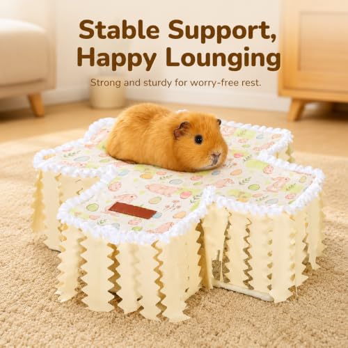 Guinea Pig Hideout Tunnel - Bunny Hideout, Machine Washable Guinea Pig Hide Tent Houses & Habitats,Guinea Pig Accessories for Hamster/Chinchilla/Dwarf Rabbit-Playing Resting(Rabbit) - color: beige