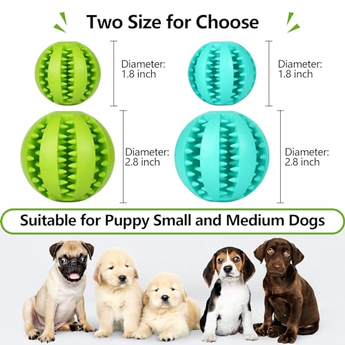 Treat-Dispensing Dog Toys: 2Pack Dog Balls for Teething - size: 2.8in for Small & Medium Dogs