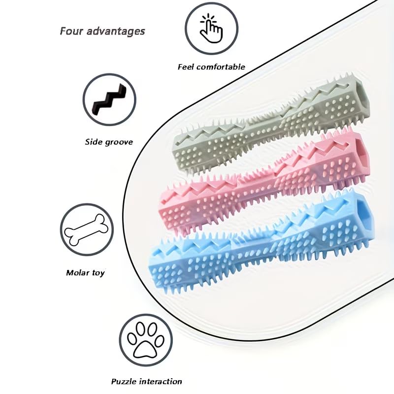 3 Pack Puppy Chew Toys for Teething, Puppy Enrichment Teething Toys, Toothbrush for Tooth Cleaning and Massage, Soft Rubber Toy for Puppies, Small Dogs - Up to 25 Ibs (Pink+Blue+Green) - color: Pink+Blue+Green