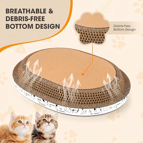 3Pack Extra Large Versatile Cardboard cat Scratcher & Lounger bed, High-Density cat Scratch Pads for Indoor Cats Grinding Claws, Ergonomical curved Cat Scratching Board, Couch Protector from Cat Claws - size: 3-Pack - Extra Large