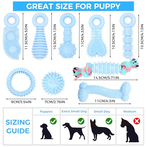 Puppy Toys, 9 Pack Dog Chew Toys, Teething Toys for Small Dogs, Blue - color: Blue, size: X-Small（9Pack）