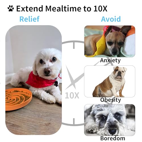 Bifeaw Slow Feeder Dog Bowls, Dishwasher Microwave Safe Silicone Puppy Puzzle Bowl with Non-Slip Design for Eating (Green and Orange) - color: Green and Orange