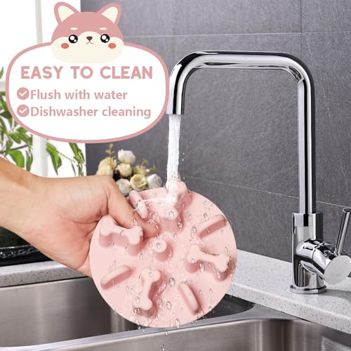 Soft Silicone Anti-Choking Puzzle Slow Down Eating Feeder Insert for Dogs, Compatible with Regular Elevated Dog Bowls - color: Pink, size: Large