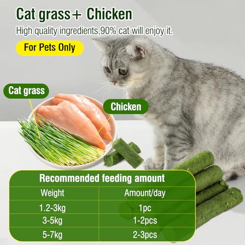 30g Cat Grass Sticks, Cat Grass Treats for Teeth Cleaning Hairball Removal