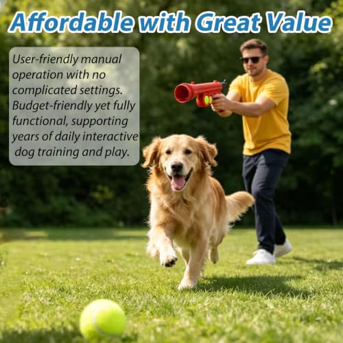 Tennis Ball Launcher for Dogs, Launches 30+ ft, Red - color: Red