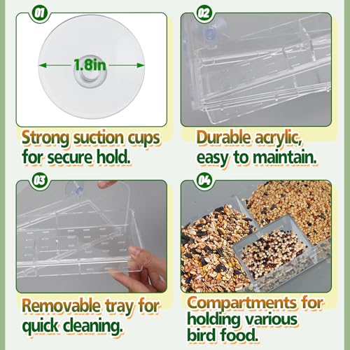MEWTOGO Outdoor Window Bird Feeder for Cats Viewing, Large - size: Large