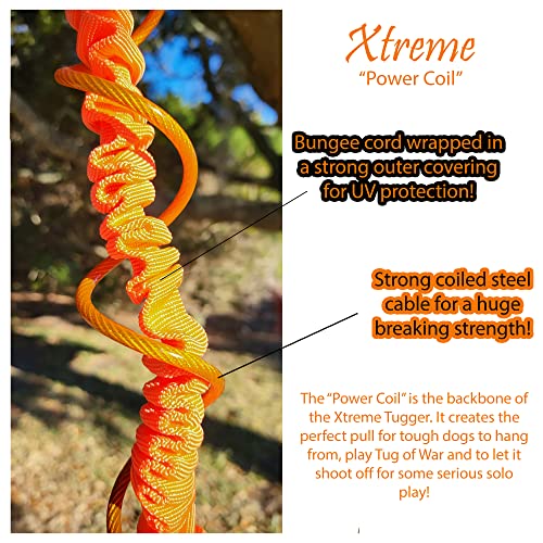 Tumbo Tugger Xtreme - Large Dogs - 1000 lb Breaking Strength - Dog Tree Hanging Bungee Tug Toy for Exercise - Outdoor Play Cord & Tugger - Spring Pole Rope Toy - Dog Playground Backyard