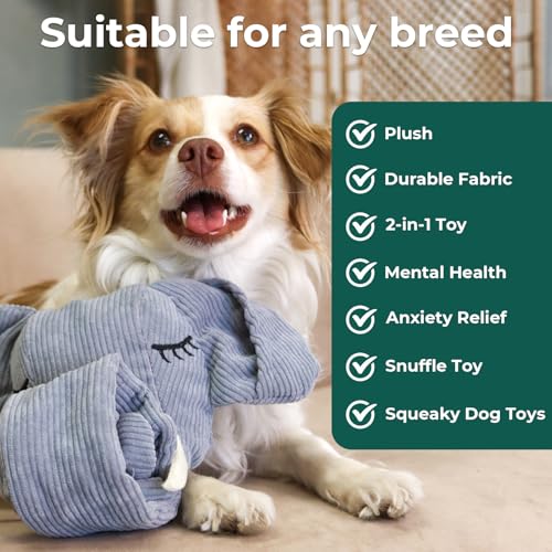 Trunk or Treat Plush Toy for Dogs, Snuffle Interactive Dog Treat Puzzle, Puppy Plush Toy, Machine Washable Dog Enrichment, Made of Recycled Materials, All Breed Sizes, Elephant - color: Elephant