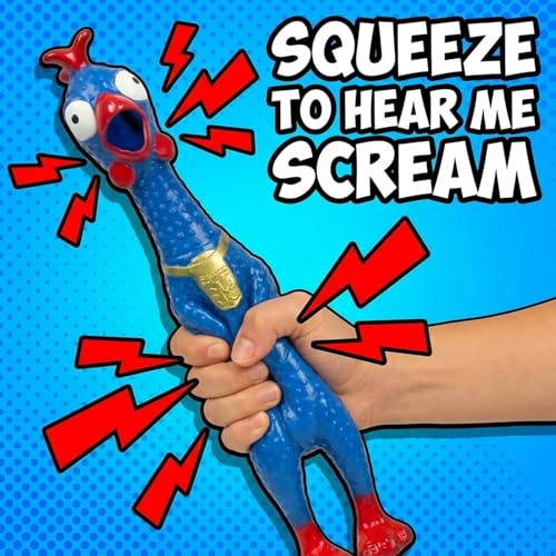 Squeeze Me Rubber Chicken Toy | Screaming Squeaky Chicken for Kids & Dogs | Novelty Prank Gag Gift (2 Pack Solid) - style: 2 Pack Solid