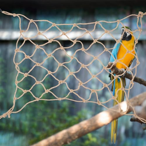 ORFOFE Bird Climbing Net Rope Climbing Net Hammock for Parrot Hamster Small Rat Hanging Pet Toy for Climbing Chewing Playing Includes 4 Hooks 21.65 X 17.32 in