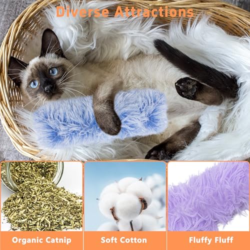 3 Pack Catnip Toys,Soft and Durable Cat Pillows Toys, Funny cat Toy - color: Purple+Blue+Pink